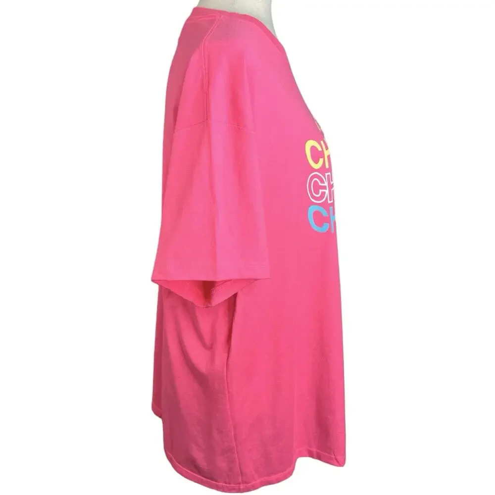 Champion Womens Size M Joyful Pink Classic Oversized Crewneck Logo Tee T-Shirt - Picture 6 of 12